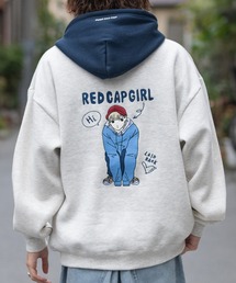 【a-r】〔Red Cap Girl/レッドキャップガール〕裏起毛 バックイラスト刺繍 ルーズサイズ フーディー