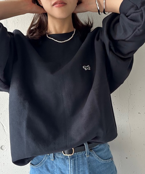 セール】【THE FOX】basic Crew sweat キツネワッペントレーナー