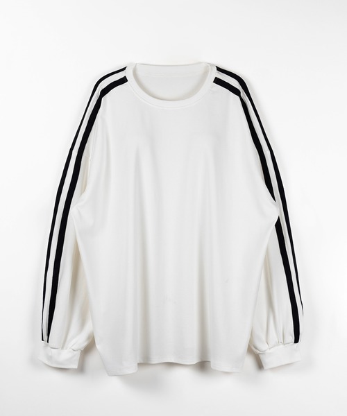 me+em select(ミームセレクト)の「【 2color 】サイドラインビッグTシャツ / side line BIG Tee(Tシャツ/カットソー・レディース・ホワイト/ブラック・FREE)」の7枚目の写真