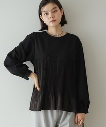 ◆ブリーツドッキング デザイントップス【洗濯機洗い可】