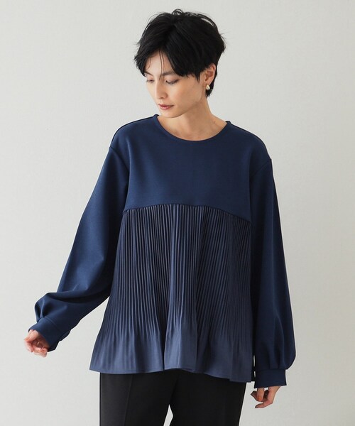 OPAQUE.CLIP（オペークドットクリップ）の「◆ブリーツドッキング デザイントップス【洗濯機洗い可】（Tシャツ/カットソー・レディース・ナチュラル/ブルー/ブラック・38/40/42）」の16枚目の写真