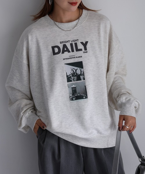 Riberry（リベリー）の「DAILYフォトプリントスウェット（スウェット・レディース・ブラック/オートミール・FREE）」の6枚目の写真