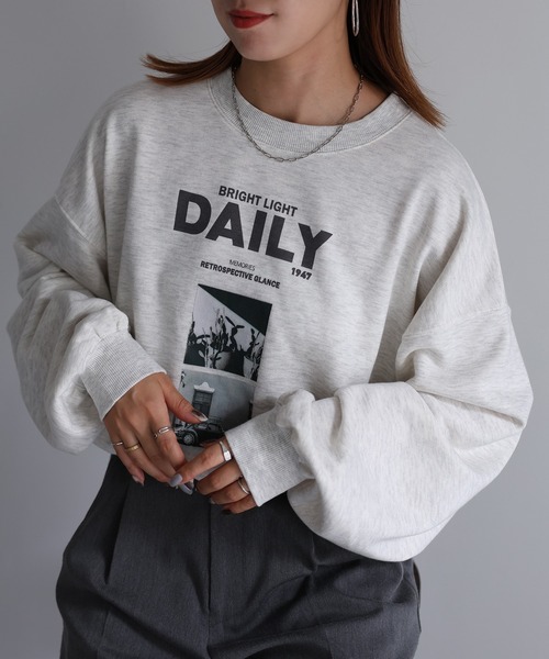 Riberry（リベリー）の「DAILYフォトプリントスウェット（スウェット・レディース・ブラック/オートミール・FREE）」の10枚目の写真