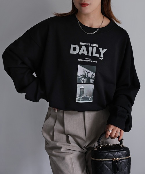 Riberry（リベリー）の「DAILYフォトプリントスウェット（スウェット・レディース・ブラック/オートミール・FREE）」の12枚目の写真