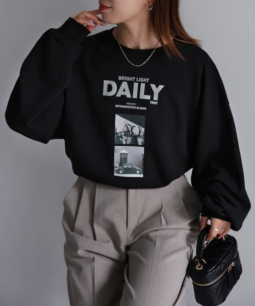 Riberry（リベリー）の「DAILYフォトプリントスウェット（スウェット・レディース・ブラック/オートミール・FREE）」の13枚目の写真