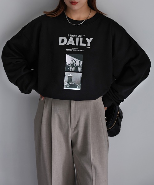 Riberry（リベリー）の「DAILYフォトプリントスウェット（スウェット・レディース・ブラック/オートミール・FREE）」の14枚目の写真