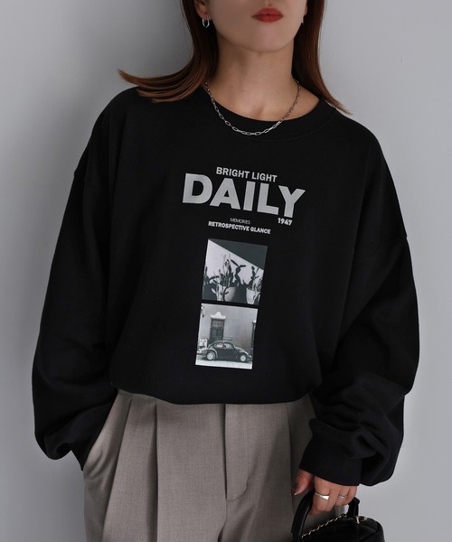 Riberry（リベリー）の「DAILYフォトプリントスウェット（スウェット・レディース・ブラック/オートミール・FREE）」の15枚目の写真