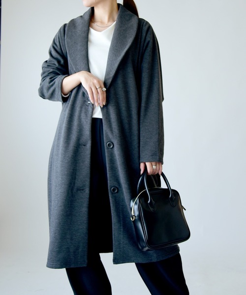 and it_（アンドイット）の「裏シャギーロングコーディガン（チェスターコート・レディース・モカ/ヘザーチャコール/ブラック・FREE）」の2枚目の写真