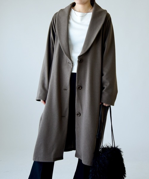 and it_（アンドイット）の「裏シャギーロングコーディガン（チェスターコート・レディース・モカ/ヘザーチャコール/ブラック・FREE）」の3枚目の写真