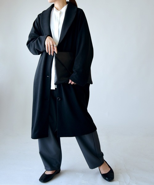 and it_（アンドイット）の「裏シャギーロングコーディガン（チェスターコート・レディース・モカ/ヘザーチャコール/ブラック・FREE）」の4枚目の写真