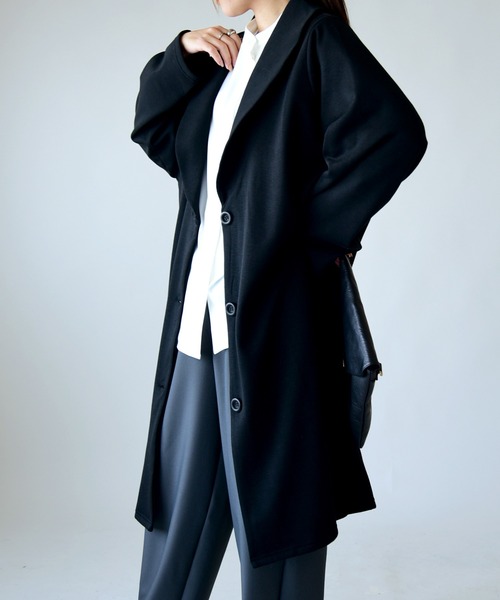 and it_（アンドイット）の「裏シャギーロングコーディガン（チェスターコート・レディース・モカ/ヘザーチャコール/ブラック・FREE）」の6枚目の写真