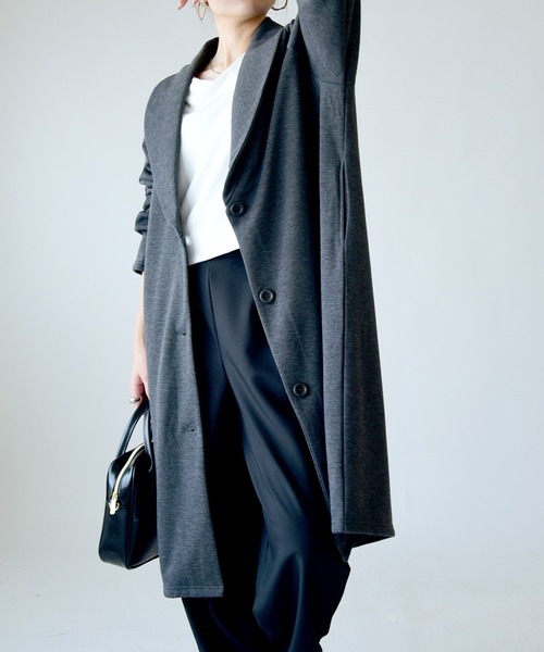 and it_（アンドイット）の「裏シャギーロングコーディガン（チェスターコート・レディース・モカ/ヘザーチャコール/ブラック・FREE）」の10枚目の写真