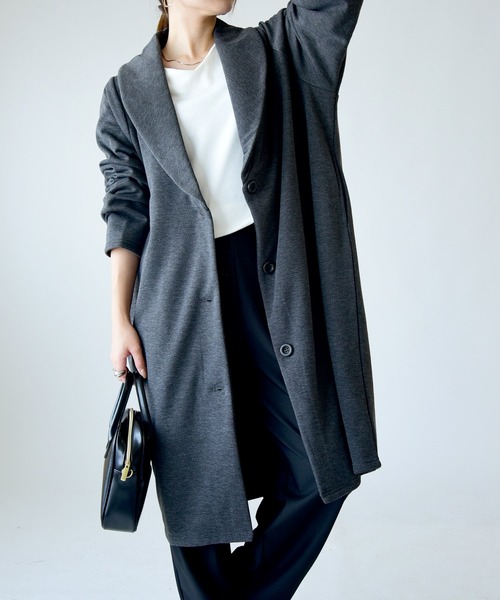 and it_（アンドイット）の「裏シャギーロングコーディガン（チェスターコート・レディース・モカ/ヘザーチャコール/ブラック・FREE）」の11枚目の写真