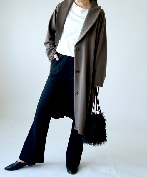 and it_（アンドイット）の「裏シャギーロングコーディガン（チェスターコート・レディース・モカ/ヘザーチャコール/ブラック・FREE）」の12枚目の写真