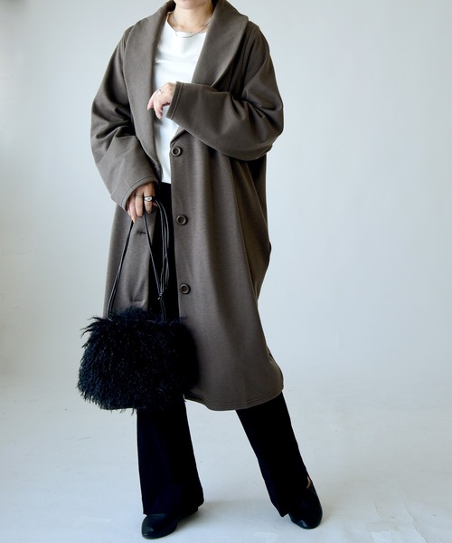 and it_（アンドイット）の「裏シャギーロングコーディガン（チェスターコート・レディース・モカ/ヘザーチャコール/ブラック・FREE）」の15枚目の写真