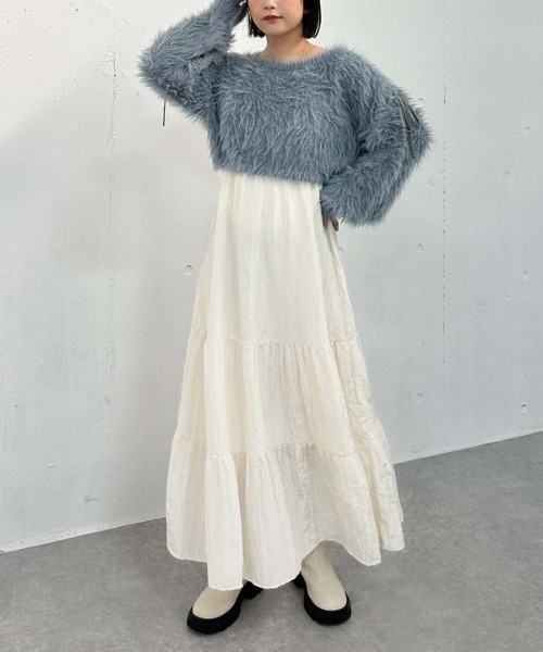 archives（アルシーヴ）の「シャギードロストニット×リンクルキャミワンピースＳＥＴ（ワンピース・レディース・ブルー/アイボリー/ブラウン・MEDIUM）」の11枚目の写真