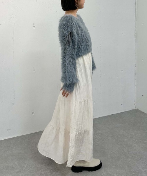 archives（アルシーヴ）の「シャギードロストニット×リンクルキャミワンピースＳＥＴ（ワンピース・レディース・ブルー/アイボリー/ブラウン・MEDIUM）」の12枚目の写真