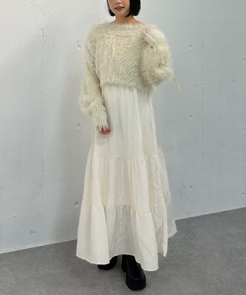 archives（アルシーヴ）の「シャギードロストニット×リンクルキャミワンピースＳＥＴ（ワンピース・レディース・ブルー/アイボリー/ブラウン・MEDIUM）」の17枚目の写真