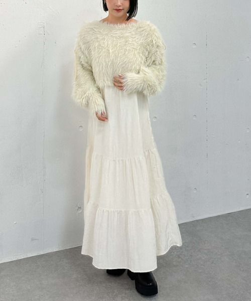 archives（アルシーヴ）の「シャギードロストニット×リンクルキャミワンピースＳＥＴ（ワンピース・レディース・ブルー/アイボリー/ブラウン・MEDIUM）」の18枚目の写真