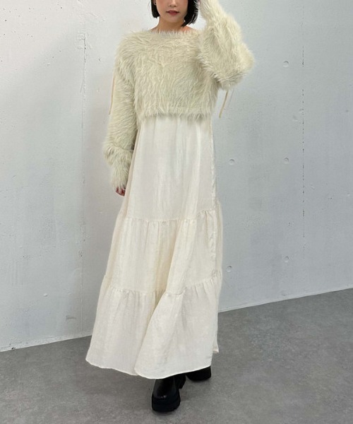 archives（アルシーヴ）の「シャギードロストニット×リンクルキャミワンピースＳＥＴ（ワンピース・レディース・ブルー/アイボリー/ブラウン・MEDIUM）」の19枚目の写真