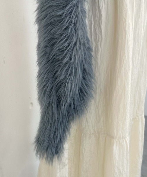 archives（アルシーヴ）の「シャギードロストニット×リンクルキャミワンピースＳＥＴ（ワンピース・レディース・ブルー/アイボリー/ブラウン・MEDIUM）」の6枚目の写真