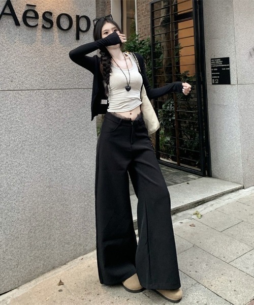 ViViDAY（ビビデー）の「レーススラックスパンツ（スラックス・レディース・ブラック・M）」の16枚目の写真
