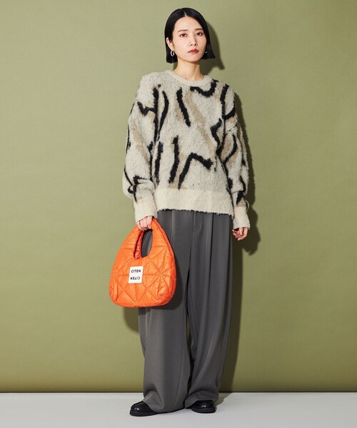 CITEN（シテン）の「＜CITEN＞グラフィカルプルオーバーニット（ニット/セーター・レディース・グレー/ベージュ・FREE）」の4枚目の写真