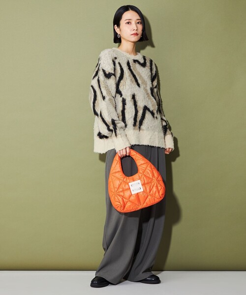 CITEN（シテン）の「＜CITEN＞グラフィカルプルオーバーニット（ニット/セーター・レディース・グレー/ベージュ・FREE）」の5枚目の写真