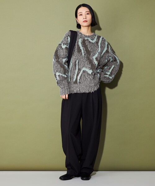 CITEN（シテン）の「＜CITEN＞グラフィカルプルオーバーニット（ニット/セーター・レディース・グレー/ベージュ・FREE）」の7枚目の写真