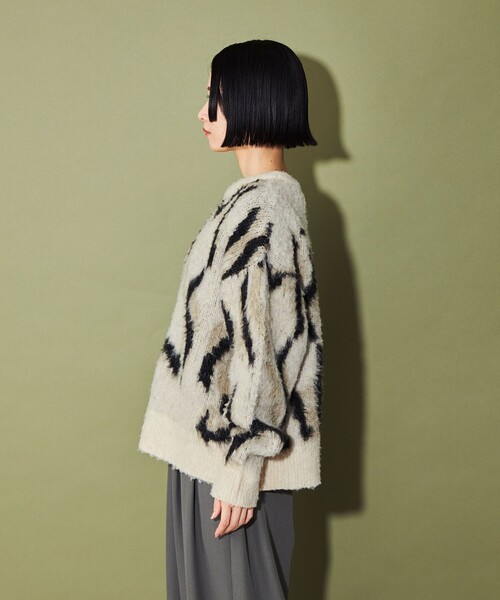 CITEN（シテン）の「＜CITEN＞グラフィカルプルオーバーニット（ニット/セーター・レディース・グレー/ベージュ・FREE）」の10枚目の写真