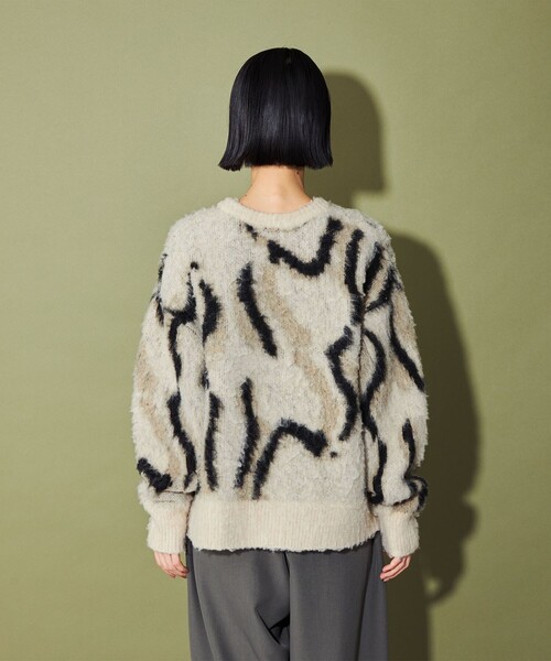 CITEN（シテン）の「＜CITEN＞グラフィカルプルオーバーニット（ニット/セーター・レディース・グレー/ベージュ・FREE）」の11枚目の写真