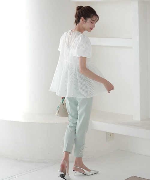 MERAKI(メラキ)の「シアーギンガムトップス(シャツ/ブラウス・レディース・ホワイト/ブラック/ピンク・M/S)」の22枚目の写真