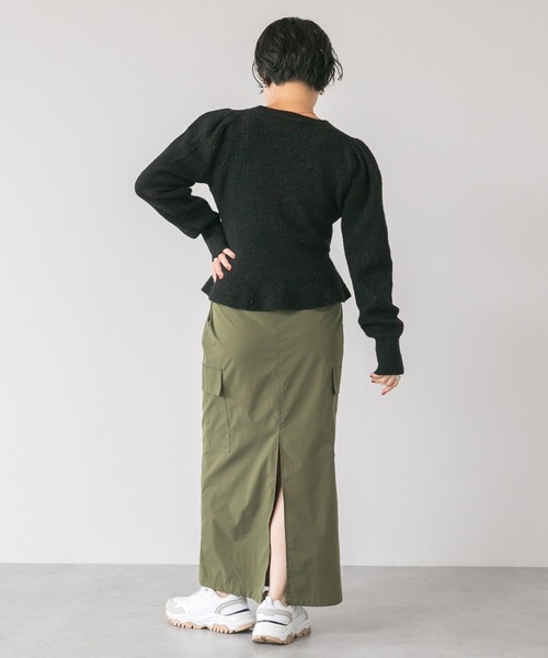 LinoU.（リノユー）の「パール釦ペプラムラメニットカーディガン（カーディガン/ボレロ・レディース・ブラウン/レッド/ブラック/アイボリー・FREE）」の12枚目の写真