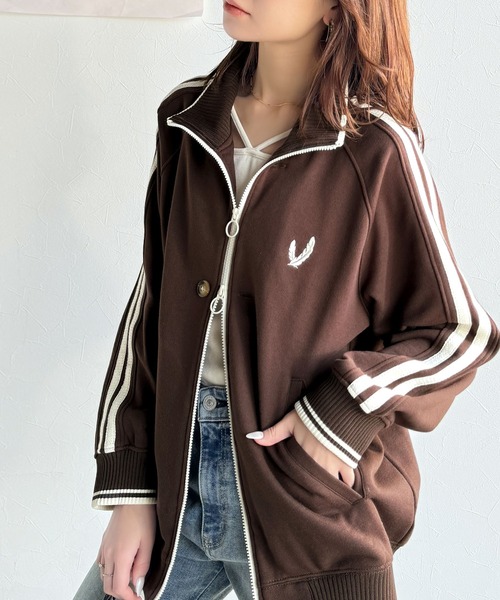 mily bilet(ミウィビレット)の「【mily bilet】配色スタンドネックがスポーティー。フロントボタン2way胸刺繍サイドレースダブルジップアップブルゾン(ブルゾン・レディース・ブラウン/ブラック/アイボリー・LARGE/MEDIUM/SMALL/X-LARGE)」の18枚目の写真
