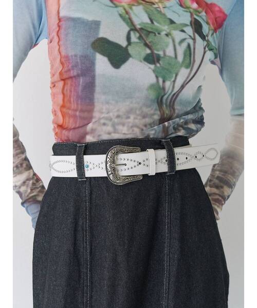 jouetie（ジュエティ）の「ウエスタンスタッズベルト（ベルト・レディース・オフホワイト/ブラック・FREE）」の3枚目の写真