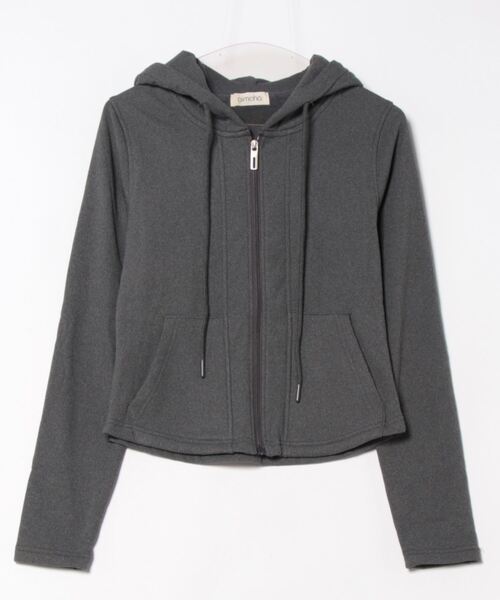 aimoha（アイモハ）の「裏起毛フルジップショートパーカー (AW)（パーカー・レディース・ピンク/ダークグレー/ベージュ/ブラック・MEDIUM/LARGE）」の12枚目の写真