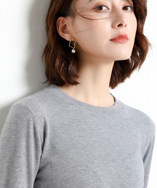 blackdia ocean(ブラックダイヤオーシャン)の「blackdia ocean シンプルクルーネックニット(ニット/セーター・レディース・ピンク/ホワイト/ベージュ/ブラック/グレー・LARGE/MEDIUM/SMALL)」の8枚目の写真
