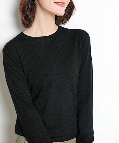 blackdia ocean(ブラックダイヤオーシャン)の「blackdia ocean シンプルクルーネックニット(ニット/セーター・レディース・ピンク/ホワイト/ベージュ/ブラック/グレー・LARGE/MEDIUM/SMALL)」の9枚目の写真