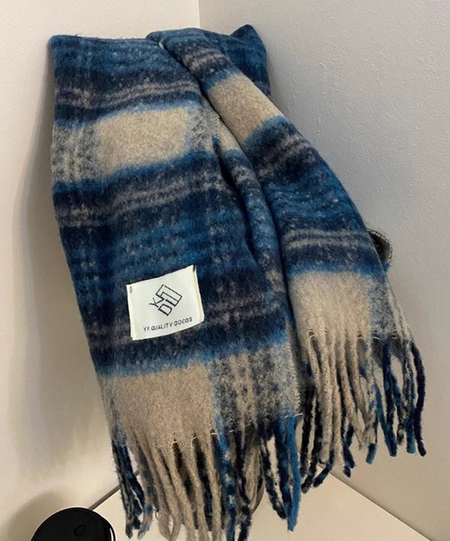 Bifrost（ビフレスト）の「ウールライクチェック柄フリンジマフラー