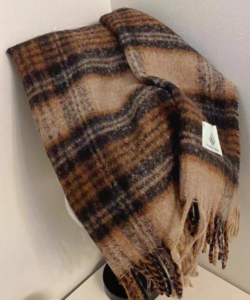 Bifrost（ビフレスト）の「ウールライクチェック柄フリンジマフラー