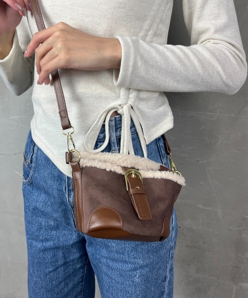 セール】ボアハンドル付き2WAYミニショルダーバッグ（ショルダーバッグ