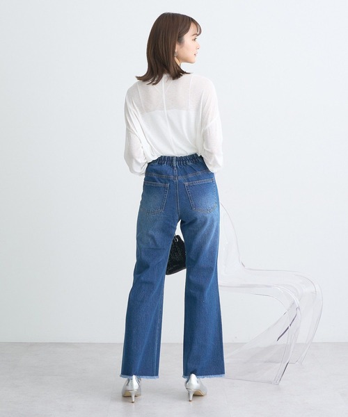 earth music&ecology（アースミュージックアンドエコロジー）の「フロントシームセミフレアデニムパンツ（デニムパンツ・レディース・ブルー系その他/ライトインディゴブルー・S/L/M）」の15枚目の写真