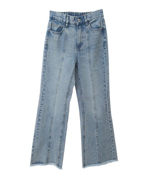 earth music&ecology（アースミュージックアンドエコロジー）の「フロントシームセミフレアデニムパンツ（デニムパンツ・レディース・ブルー系その他/ライトインディゴブルー・S/L/M）」の4枚目の写真