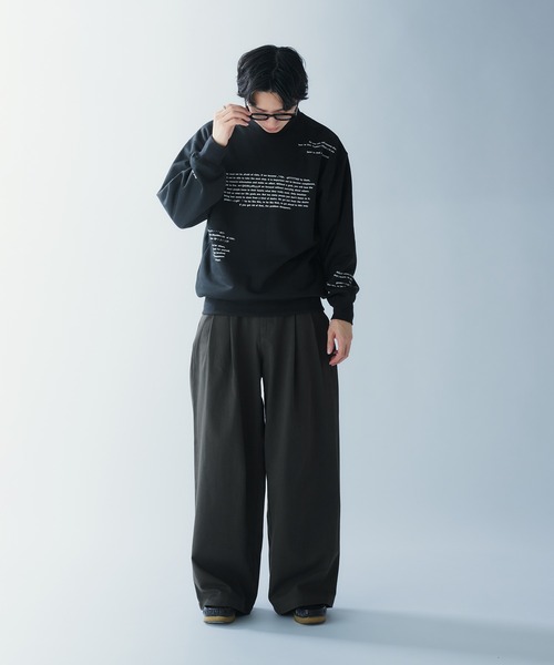 Adoon plain（アドーンプレーン）の「RANDOM LOGO SWEAT PULLOVER / ランダムロゴスウェットプルオーバー（スウェット・メンズ・杢グレー/ブラック・MEDIUM/LARGE）」の6枚目の写真