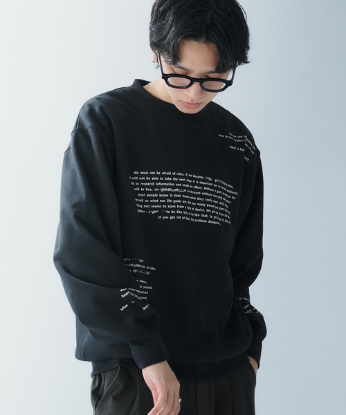 Adoon plain（アドーンプレーン）の「RANDOM LOGO SWEAT PULLOVER / ランダムロゴスウェットプルオーバー（スウェット・メンズ・杢グレー/ブラック・MEDIUM/LARGE）」の14枚目の写真