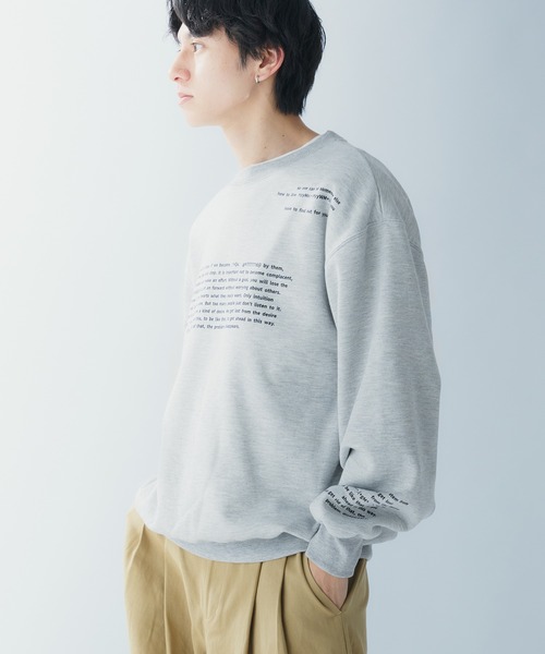 Adoon plain（アドーンプレーン）の「RANDOM LOGO SWEAT PULLOVER / ランダムロゴスウェットプルオーバー（スウェット・メンズ・杢グレー/ブラック・MEDIUM/LARGE）」の10枚目の写真