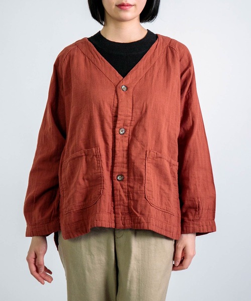 D.M.G.（ドミンゴ）の「[D.M.G. / ディーエムジー] ダブルガーゼ カーディガンシャツ（シャツ/ブラウス・レディース・マスタード/バーガンディー/ナチュラル・FREE）」の3枚目の写真