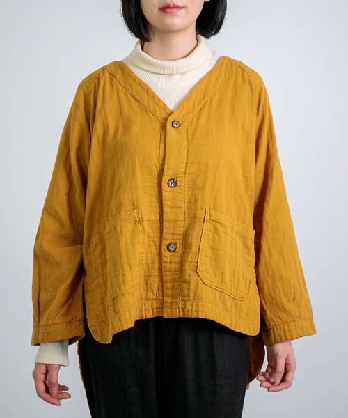 D.M.G.（ドミンゴ）の「[D.M.G. / ディーエムジー] ダブルガーゼ カーディガンシャツ（シャツ/ブラウス・レディース・マスタード/バーガンディー/ナチュラル・FREE）」の2枚目の写真