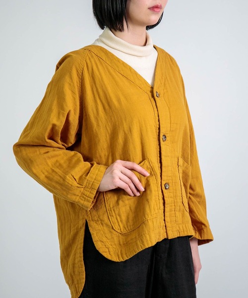 D.M.G.（ドミンゴ）の「[D.M.G. / ディーエムジー] ダブルガーゼ カーディガンシャツ（シャツ/ブラウス・レディース・マスタード/バーガンディー/ナチュラル・FREE）」の4枚目の写真