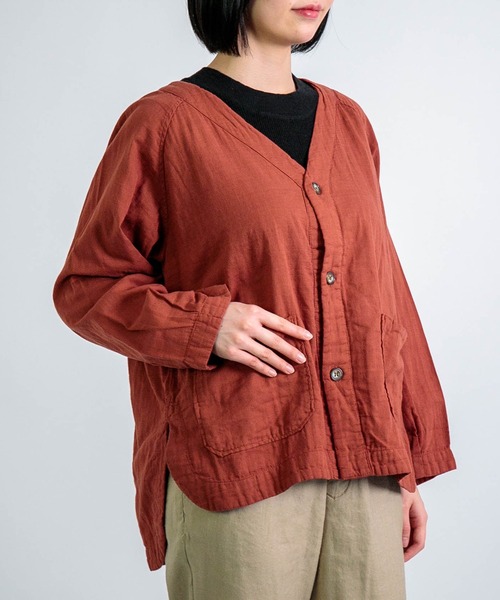 D.M.G.（ドミンゴ）の「[D.M.G. / ディーエムジー] ダブルガーゼ カーディガンシャツ（シャツ/ブラウス・レディース・マスタード/バーガンディー/ナチュラル・FREE）」の9枚目の写真